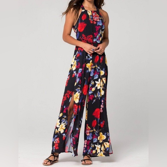 Band Of Gypsies Bristol Split Leg Jumpsuit In Black
& Multicolor Floral Print S - Picture 5 of 16